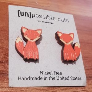 New Wooden Fox Earrings Jewelry